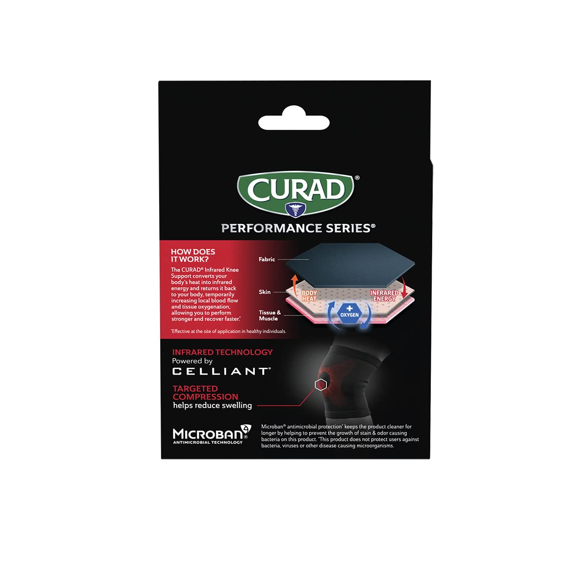 CURAD Performance Series IRONMAN Infrared Knee Support, Elastic Knee Sleeve for Pain Management, Compression Support for Enhanced Recovery and Performance, Powered by CELLIANT Technology, Large/X-Large