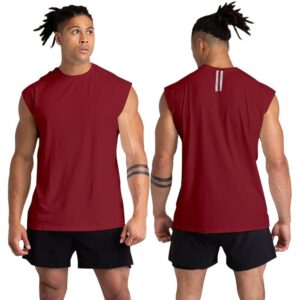 Holure 3 Pack Men's Gym Tank Tops Workout Sleeveless T-Shirts Athletic Muscle Tank Training Bodybuilding ShirtsBlack/Navy/Red XL