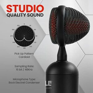 PyleUSA USB Cardioid Condenser Microphone - Audio Mic w/USB Cable, Built-in Pop Filter, Adjustable Desktop Stand - for Gaming PS4, Streaming, Podcasting, Studio, YouTube - PDMIUSB75