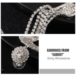 Earent Tassel Rhinestone Earrings Silver Long Chandelier Fringe Chain Crystal Dangle Drop Earring Vintage Bridal Party Jewelry for Women