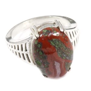 Silver Band Solid 925 Sterling Silver Red Jasper Gemstone Ring Handmade for Women by Goyal Exports SRG350M (US-8)