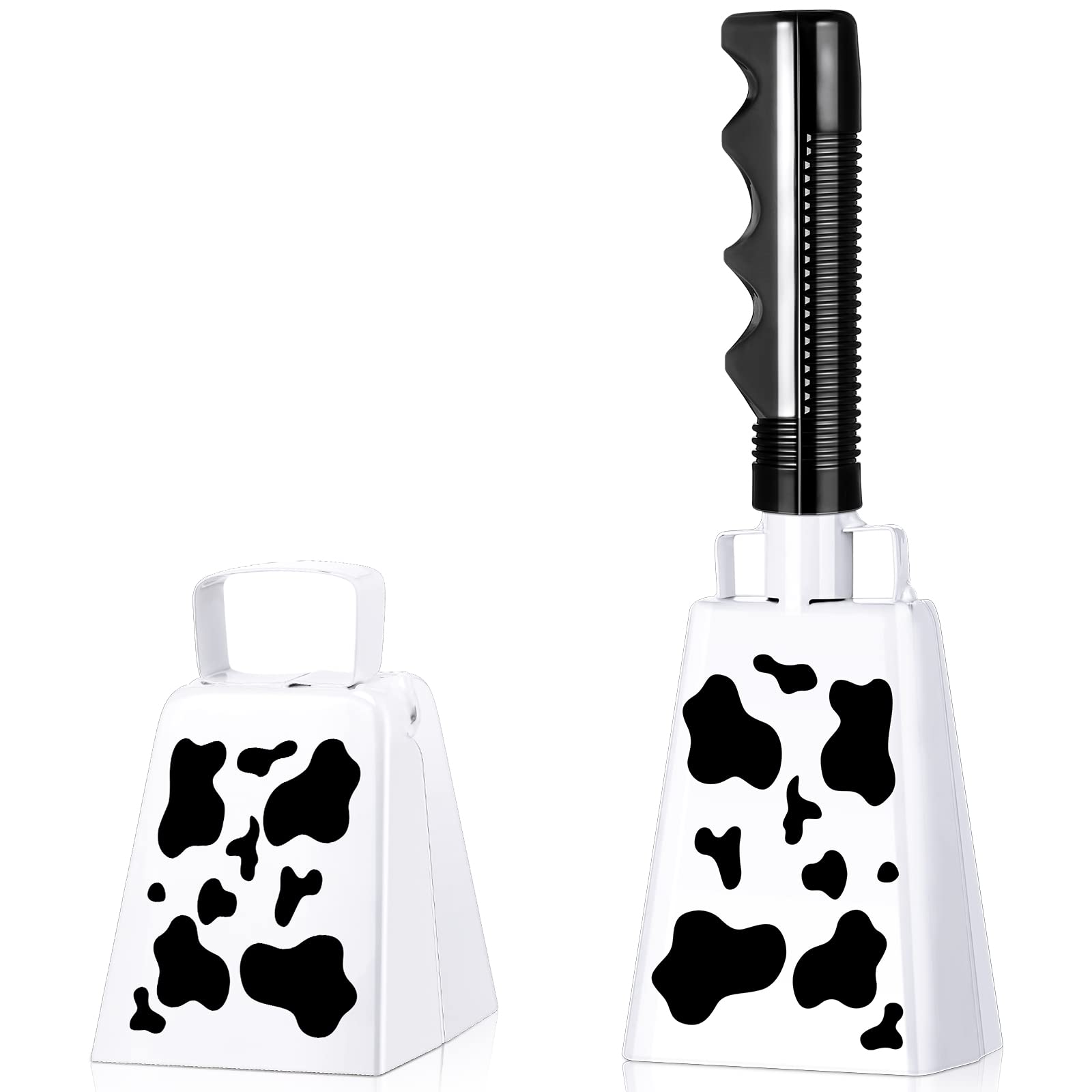 2 Pieces Cow Bell with Handle Noise Makers Cowbells for Sporting Events Football Games 8.6 Inch Hand Percussion Cheering Loud Call Bell Musical Instruments Call Bell Alarm for Parties(Lovely Style)