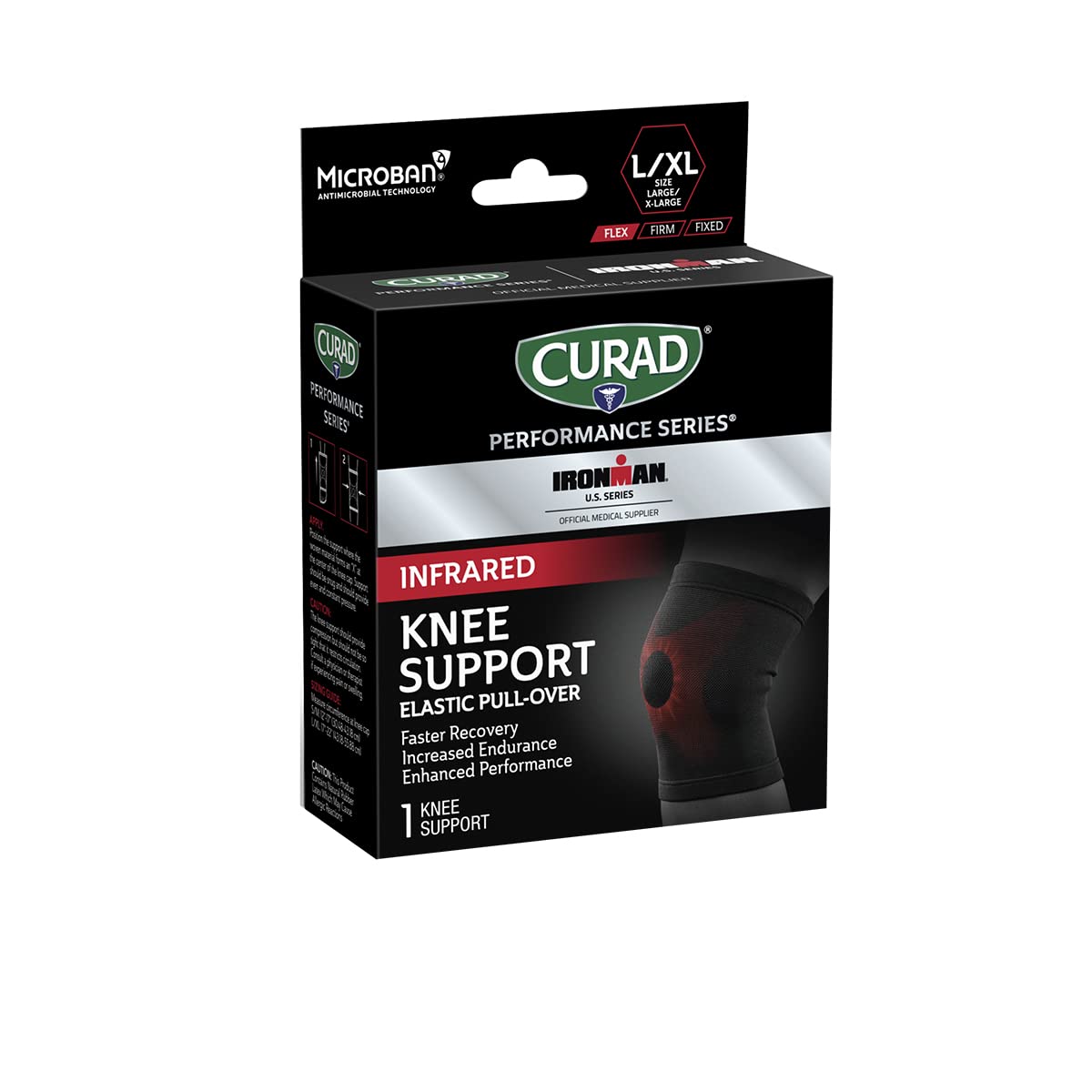 CURAD Performance Series IRONMAN Infrared Knee Support, Elastic Knee Sleeve for Pain Management, Compression Support for Enhanced Recovery and Performance, Powered by CELLIANT Technology, Large/X-Large