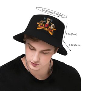 LIICHEES Labor Day Handheld Tools Bucket Hat Outdoor Men and Women Fisherman Hats Travel Beach Fishing Sun Cap Black