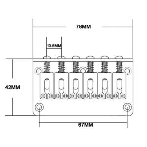 MAXCHEER 78mm Fixed Hardtail Bridge for 6 String Fender Strat Tele Electric Guitar (Chrome)