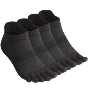 Meaiguo Men's Toe Socks Cotton Five Finger Socks Low Cut Athletic Toe Socks for Running 4 Pairs