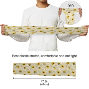 GuoChe Arm Sleeves for Women Gardening Sleeves Sun UV Cooling Sleeve with Thumb Hole Bee Sunflower Flower