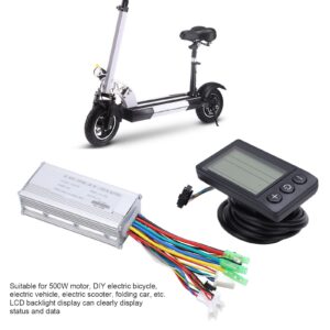 FOUF Electric Bike Motor Controller, 22A 36V 48V 500W Brushless Motor Controller LCD Panel Kit and E Bike Conversion Kit, Common Controller with LCD S866 Panel Thumb Throttle for 500W Motor