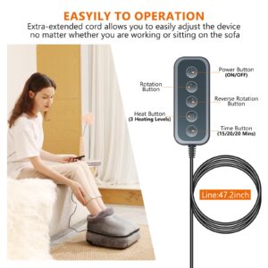 Neuksso Shiatsu Foot Massager Machine, 2-in-1 Foot and Back Massager with Heat, Kneading Foot Massager with 3 Adjustable Heating Levels, 15/20/30 Mins Auto Shut-Off Foot Warmer for Home/Office (Gray)