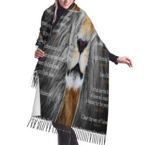 Bible Verse Christian Lion Prayer Religious Scarf Pashmina Shawls Wraps Evening Dress Bridesmaid Wedding Bridal Scarves, 77''x27'' (WJ0620R02)