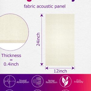 BUBOS Acoustic Panels,4 Pack 24''x12'' Fabric Wrapped Panel Soundproof Wall Panels,Self-adhesive Sound Absorbing Panels for Studios, Office, Home Theater,Beige