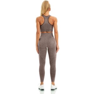 WodoWei Women 2 Piece Workout Outfits Sports Bra Seamless Leggings Yoga Gym Activewear Set (YO610-Brown Marl-M)