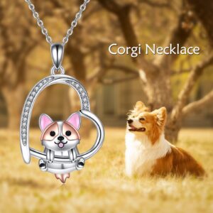 Corgi Necklace 925 Sterling Silver Corgi Jewelry Pet Dog Lovers Gifts for Women