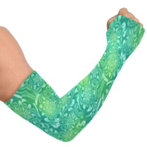 JUNZAN Gardening Sleeves for Women Sun Protection Cooling Sleeves with Thumb Hole Retro Pattern