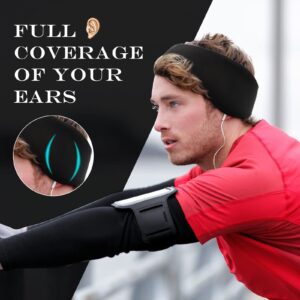 Jexine 20 Pcs Headband Ear Warmer Bulk Fleece Winter Ear Muffs Running Gear Running Headband for Women Men Sports Cold Weather (Black)