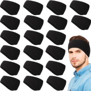 jexine 20 pcs headband ear warmer bulk fleece winter ear muffs running gear running headband for women men sports cold weather (black)