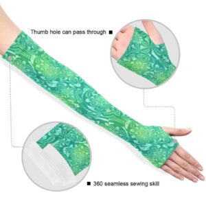 JUNZAN Gardening Sleeves for Women Sun Protection Cooling Sleeves with Thumb Hole Retro Pattern