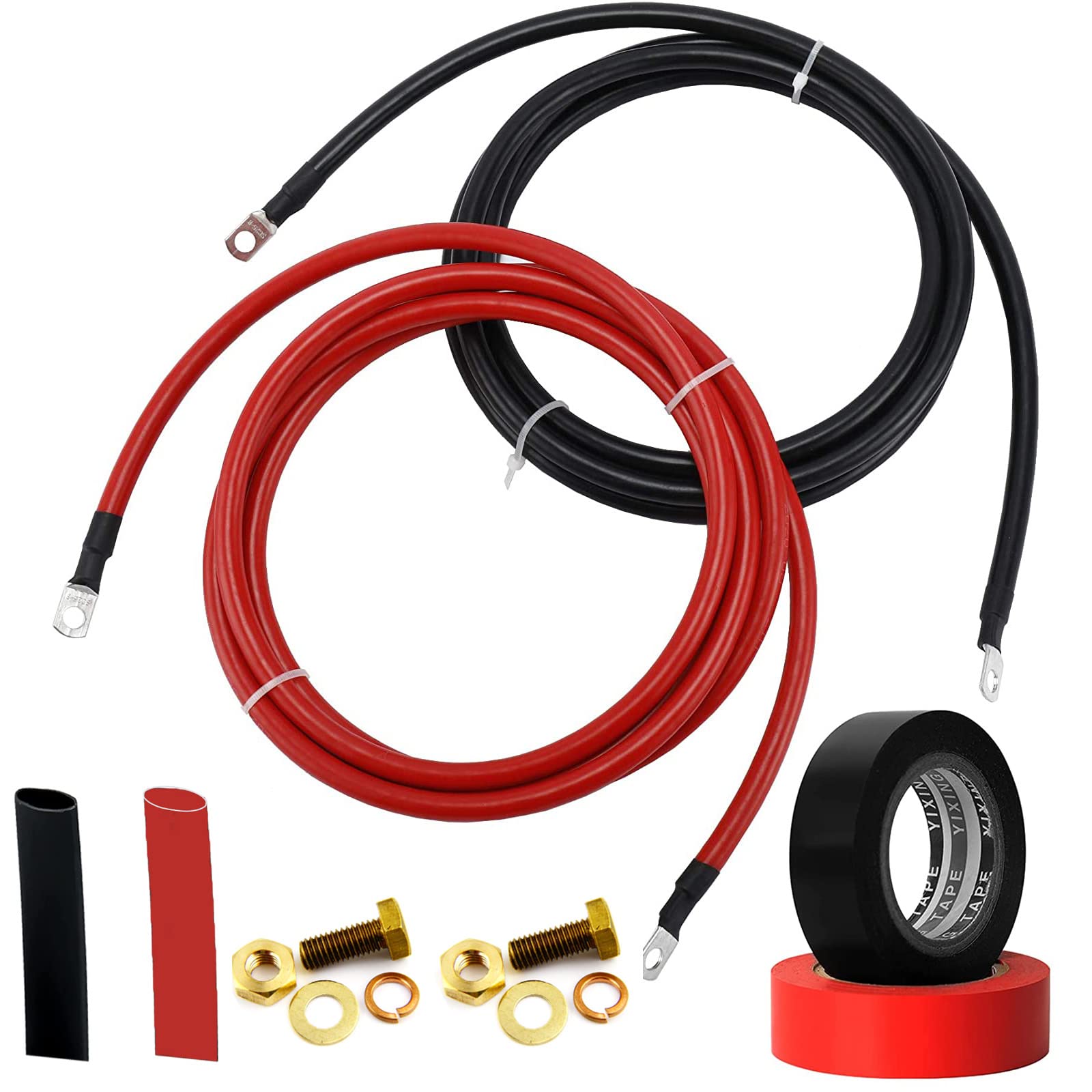 GaiRen Trolling Motor Battery Cable Extension Kit 10 Feet 8AWG Cable Extension 50Amp with Terminals for Fishing Boat Trolling Motor Solar Panel Automotive(Red & Black)