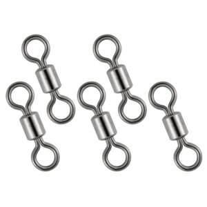 dr.fish 50 pack fishing micro swivels fly fishing swivels rolling barrel swivels high strength solid rings hook line connector black nickel swivels fishing tackles 6mm