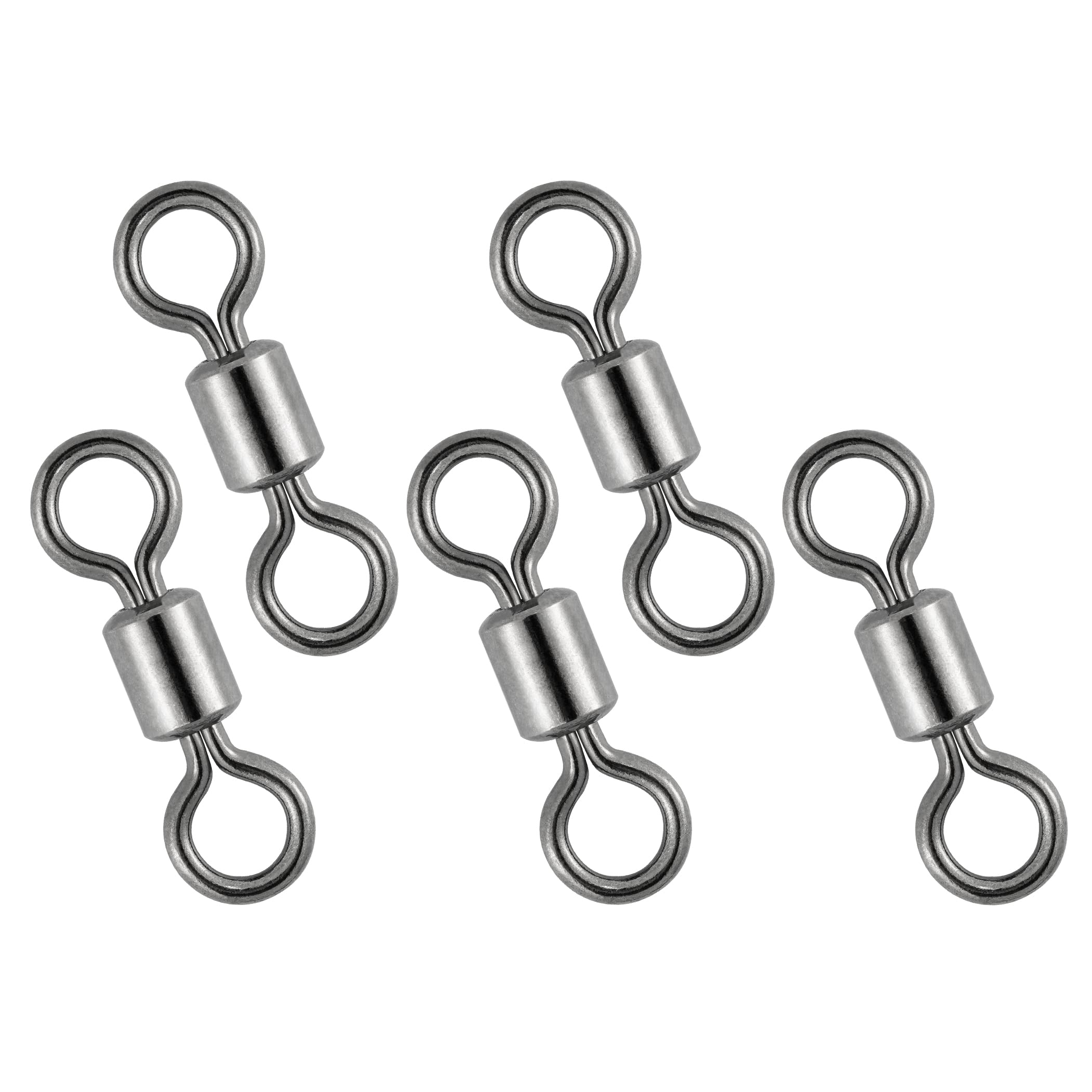 Dr.Fish 50 Pack Fishing Micro Swivels Fly Fishing Swivels Rolling Barrel Swivels High Strength Solid Rings Hook line Connector Black Nickel Swivels Fishing Tackles 6mm