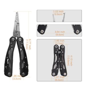 Kaba 12-in-1 Multitool Pliers of Fishing Tools, Professional Stainless Steel Multitool Pliers,Pocket Knife,Bottle Opener,Apply to Survival,Camping, Hunting and Hiking DIY Gifts for Men