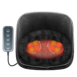 Neuksso Shiatsu Foot Massager Machine, 2-in-1 Foot and Back Massager with Heat, Kneading Foot Massager with 3 Adjustable Heating Levels, 15/20/30 Mins Auto Shut-off Foot Warmer for Home/Office (Black)