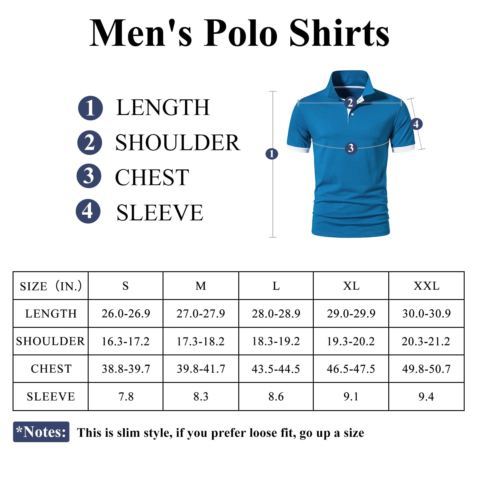 A WATERWANG Men's Short Sleeve Polo Shirts, Slim-fit Cotton Golf Polo Shirts Basic Designed Teal Blue