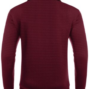 COOFANDY Men 1/4 Zip Polo Sweatshirt Long Sleeve Lightweight Collar Pullovers for Spring Fall Winter Wine Red