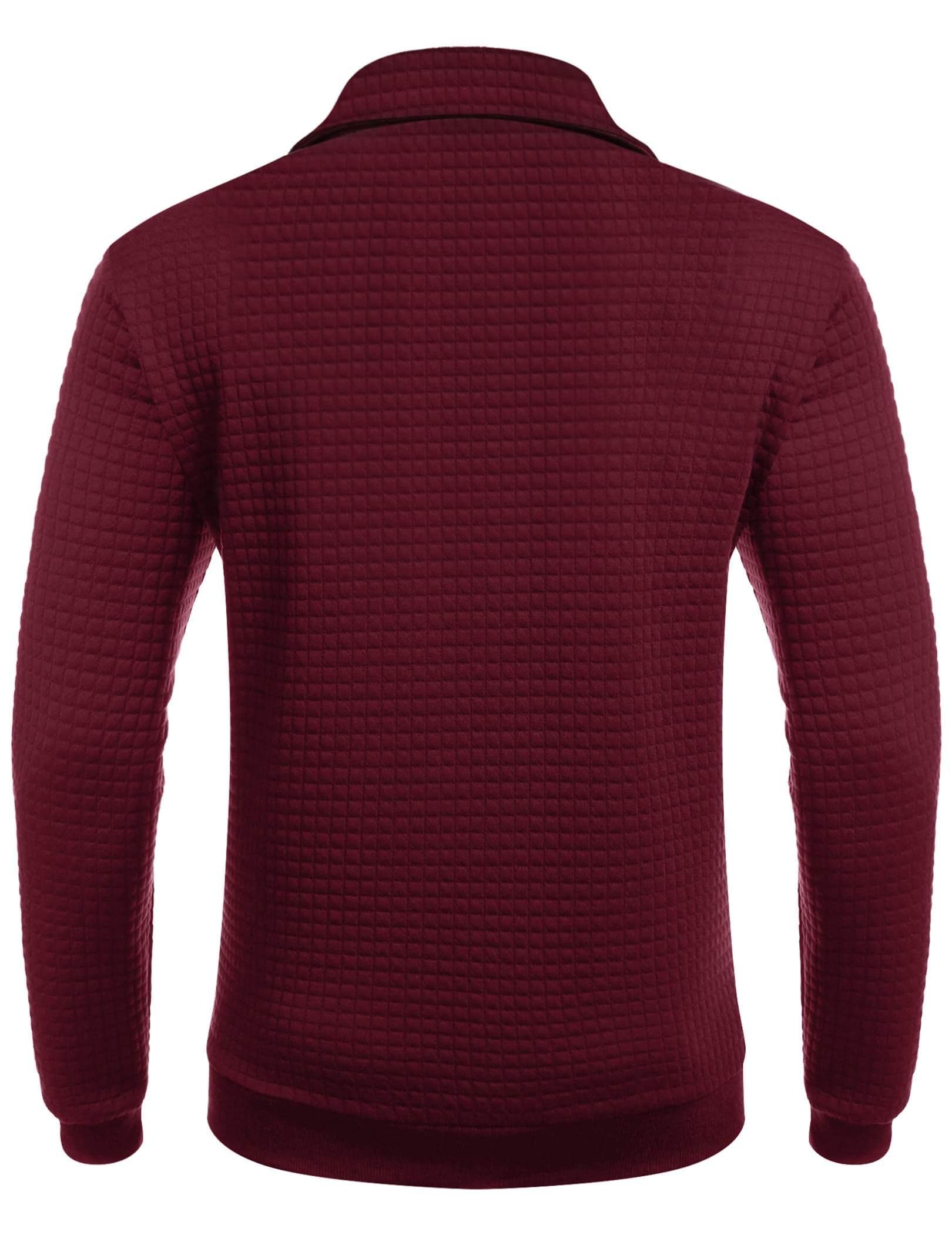 COOFANDY Men 1/4 Zip Polo Sweatshirt Long Sleeve Lightweight Collar Pullovers for Spring Fall Winter Wine Red