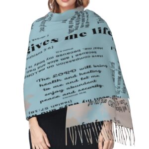 Prayer Healing Inspirational Scripture Bible Verse Religious Scarf Pashmina Shawls Wraps Dress Wedding Bridal Scarves