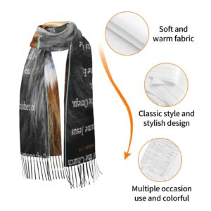 Bible Verse Christian Lion Prayer Religious Scarf Pashmina Shawls Wraps Evening Dress Bridesmaid Wedding Bridal Scarves, 77''x27'' (WJ0620R02)