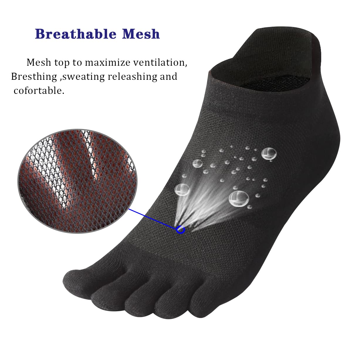 Meaiguo Men's Toe Socks Cotton Five Finger Socks Low Cut Athletic Toe Socks for Running 4 Pairs