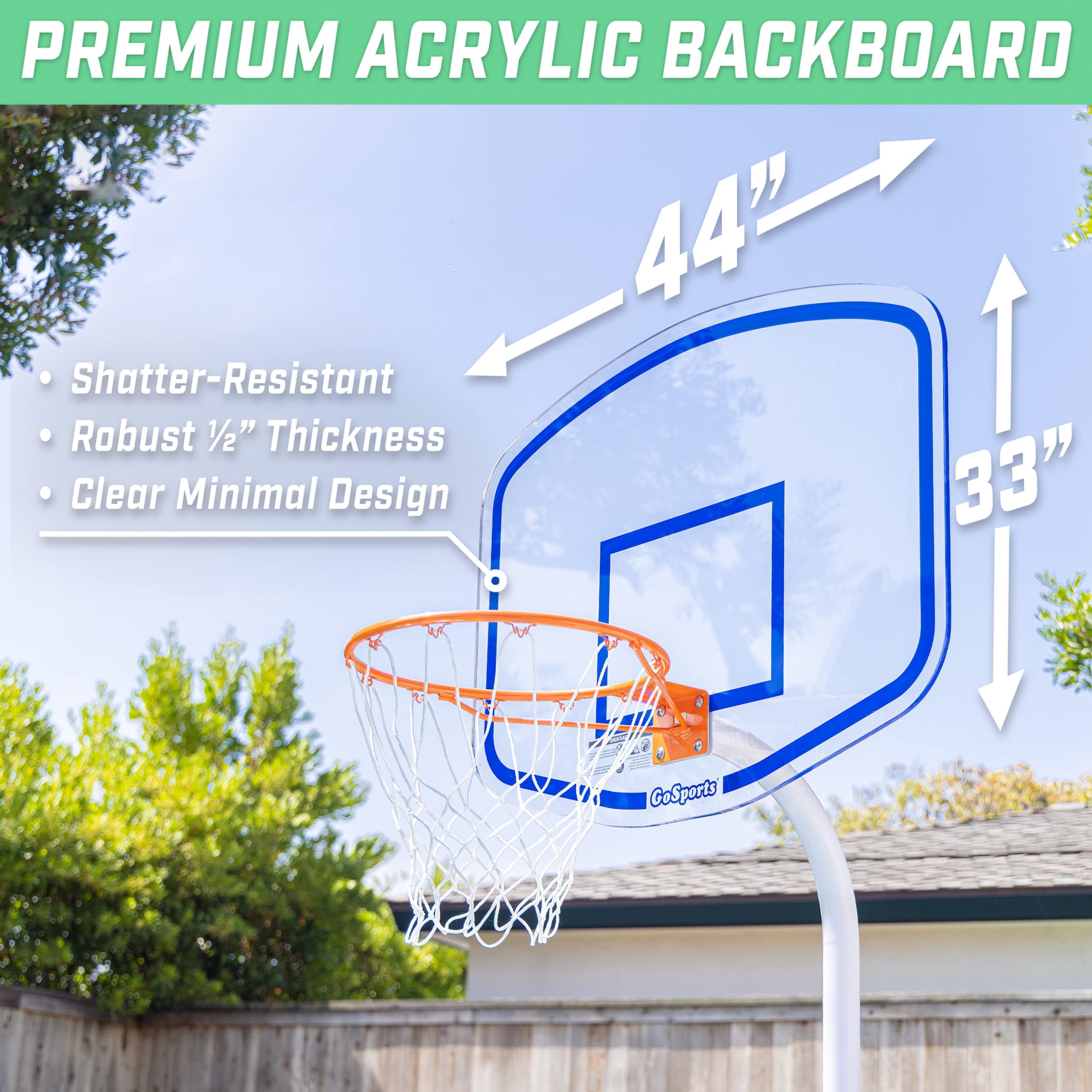 GoSports Splash Hoop ELITE Pool Basketball Hoop with Premium Acrylic Backboard and Water Weighted Base