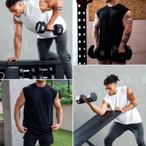 Holure 3 Pack Men's Gym Tank Tops Workout Sleeveless T-Shirts Athletic Muscle Tank Training Bodybuilding ShirtsBlack/Navy/Red XL