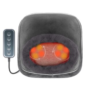 Neuksso Shiatsu Foot Massager Machine, 2-in-1 Foot and Back Massager with Heat, Kneading Foot Massager with 3 Adjustable Heating Levels, 15/20/30 Mins Auto Shut-Off Foot Warmer for Home/Office (Gray)