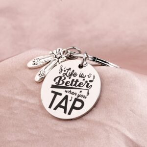 UJIMS Life is Btter When You Tap Dance Step Keychain Dancers Gift Dance Teacher Keychain Dance Recital Gifts for Her (Dance Step Keychain)