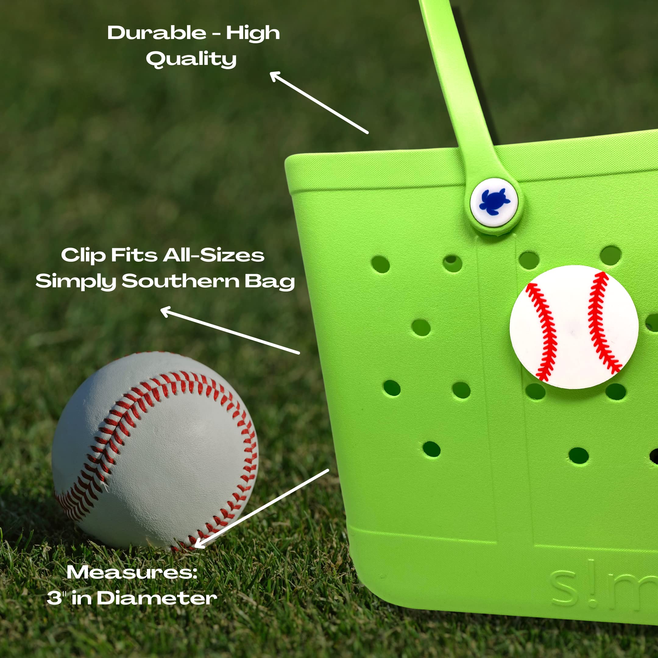 FRESHe BAGLETS - Baseball Charm Accessory Compatible with Simply Southern Tote Bags - Personalize Your Bag With Decorative Charms - Made in USA (Baseball)