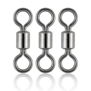 Dr.Fish 50 Pack Fishing Micro Swivels Fly Fishing Swivels Rolling Barrel Swivels High Strength Solid Rings Hook line Connector Black Nickel Swivels Fishing Tackles 6mm