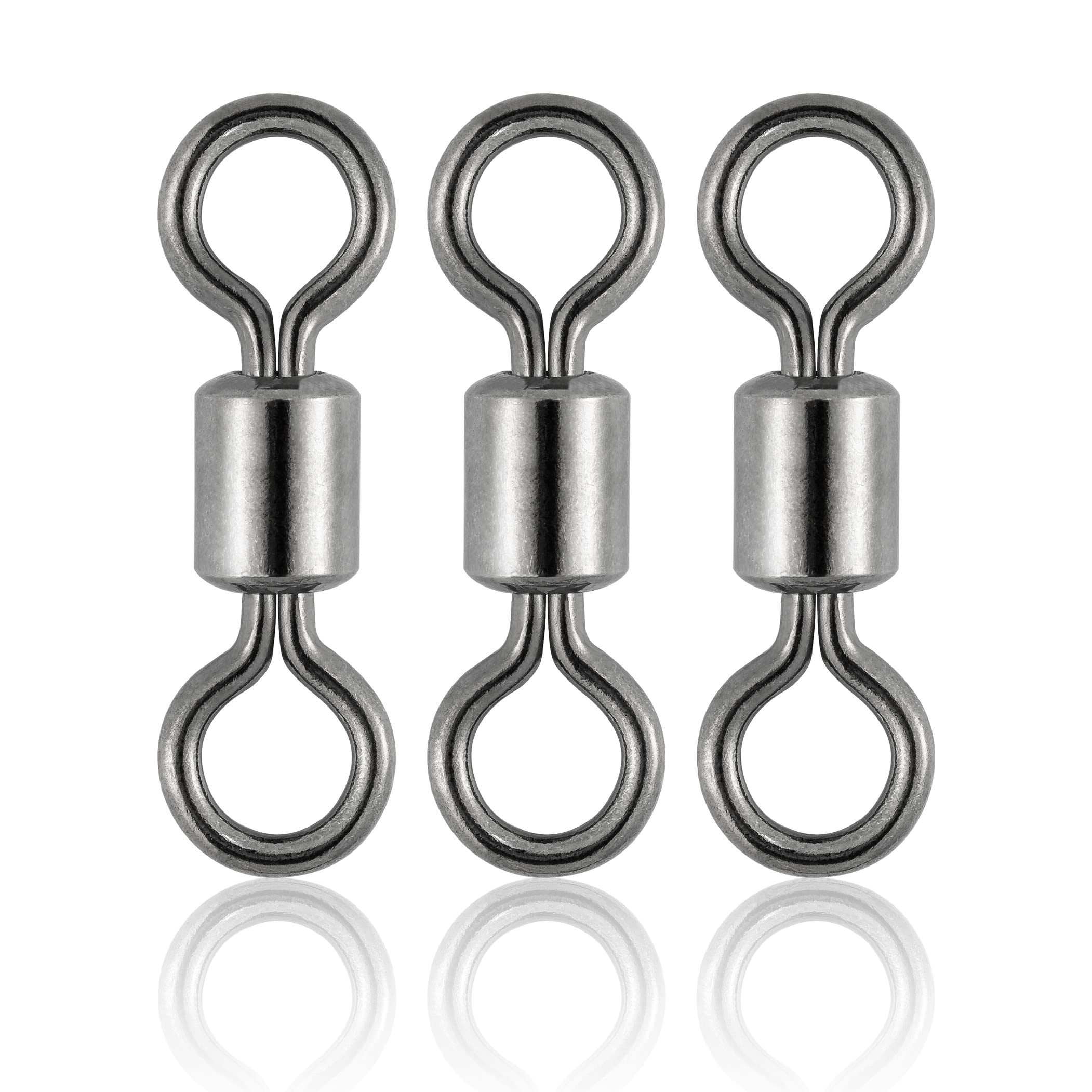 Dr.Fish 50 Pack Fishing Micro Swivels Fly Fishing Swivels Rolling Barrel Swivels High Strength Solid Rings Hook line Connector Black Nickel Swivels Fishing Tackles 6mm