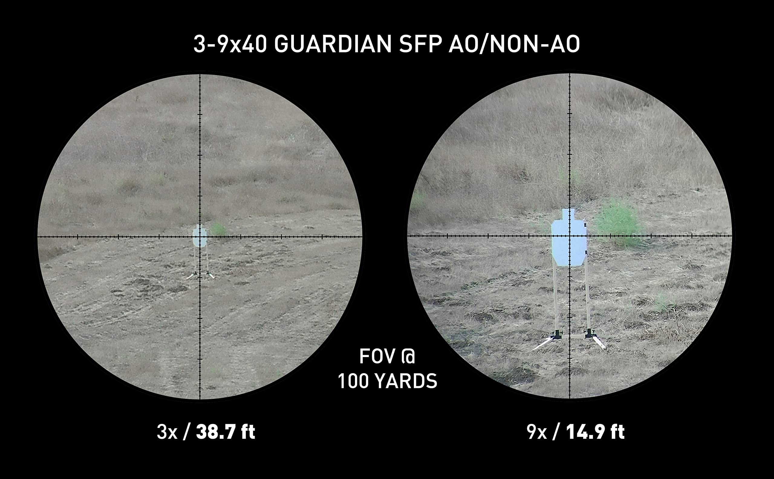 Monstrum Guardian 3-9x40 AO Rifle Scope with Parallax Adjustment | Black