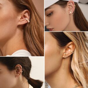 Dochais 52 Pcs Helix Cartilage Clip on Wrap Fake Earrings Ear Cuffs for Women Men Non Piercing Ear Clip (Gold/Silver)