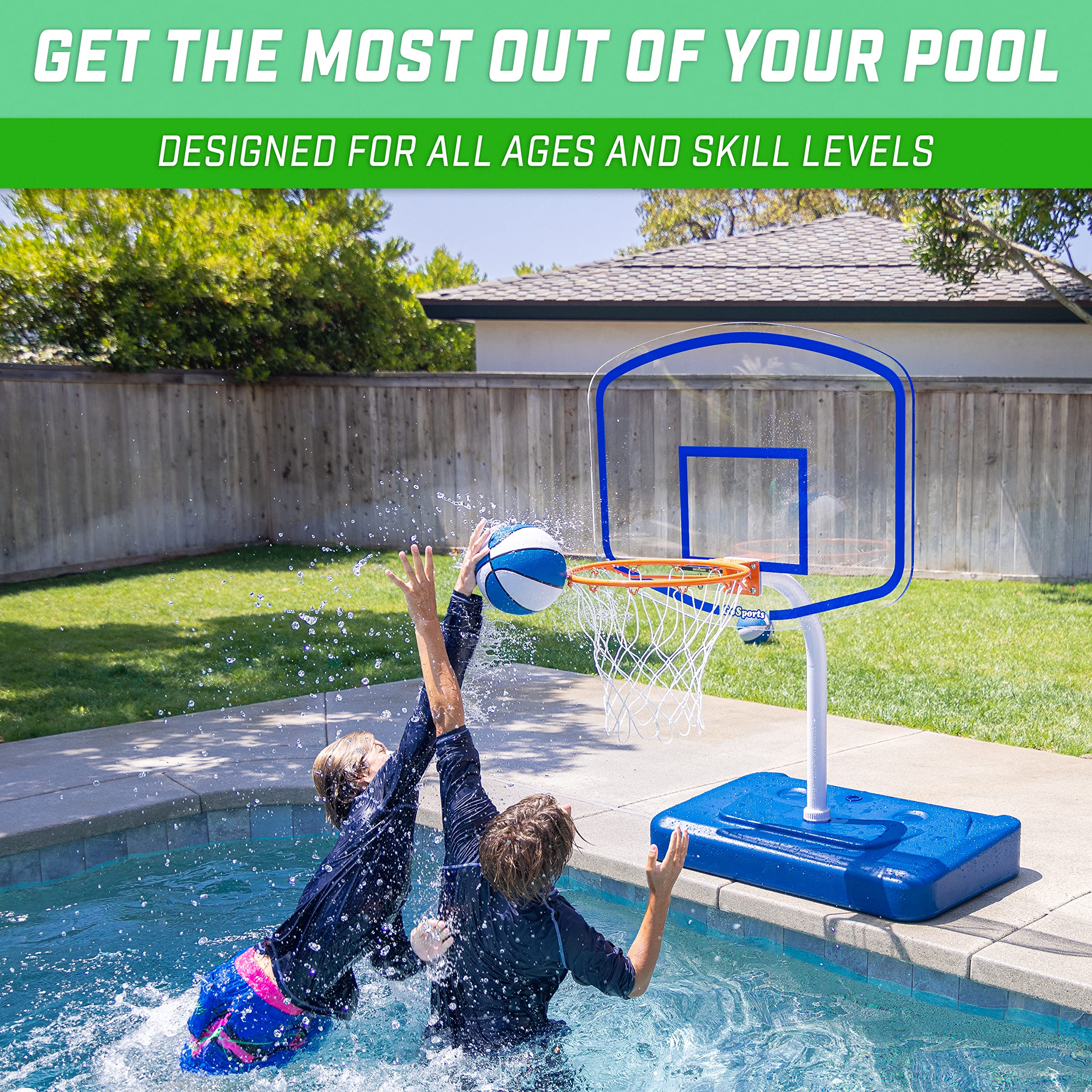 GoSports Splash Hoop ELITE Pool Basketball Hoop with Premium Acrylic Backboard and Water Weighted Base