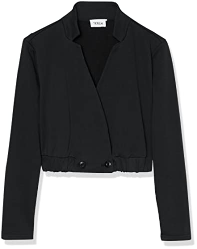 TEREA Women's Madelyn Cropped French Terry Jacket, Black, L