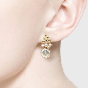 Pearl Earrings with 18k Gold Life Tree, 925 Sterling Needle & Baroque Pearl Drop Earrings for Women