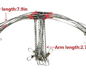 10pcs Fishing Wire Leader Saltwater Tackle Rig,70LB High-Strength Fishing Wire Gear Equipment for Lures Bait Hooks,Arms 1/2/3/4,Arm 2.76/4.72in Available (1 Arm, Arms Length-4.72inch)