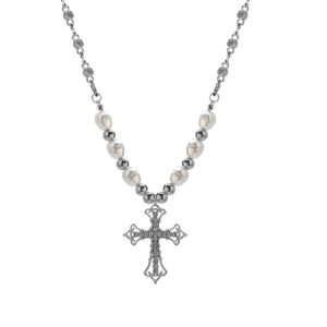 Y2k Necklace Gyaru Goth Necklaces Fairy Grunge Jewelry Pearl Necklace with Cross for Women Coquette Aesthetic Cyber Emo Alt Necklaces for Women