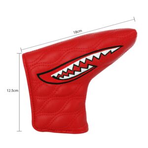 PINMEI Golf Head Cover for Mallet Heel Shaft Putter and Blade Putter Cover Shark Synthetic Leather Magnetic Closure Putter Headcover