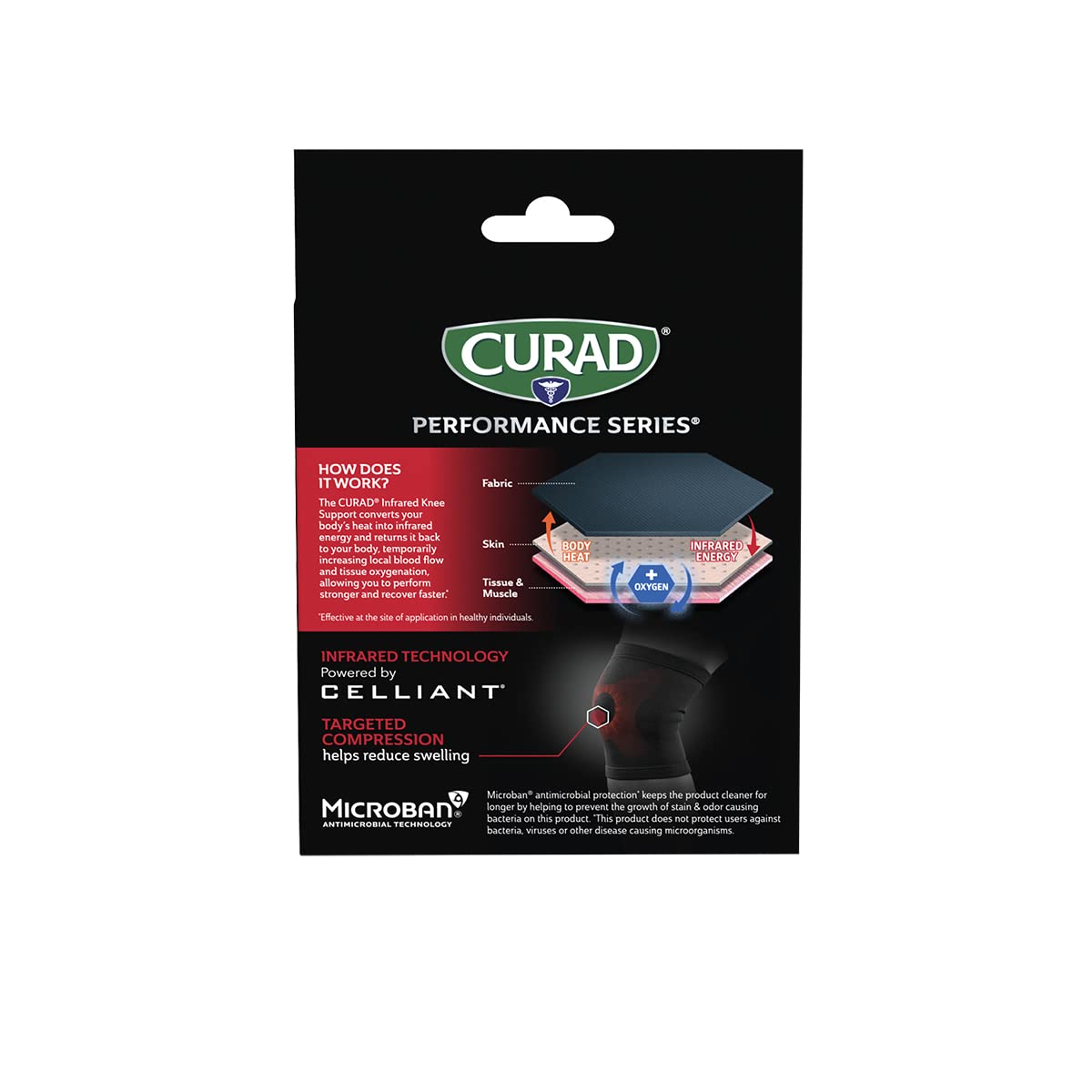 CURAD Performance Series IRONMAN Infrared Knee Support, Elastic Knee Sleeve for Pain Management, Compression Support for Enhanced Recovery and Performance, Powered by CELLIANT Technology, Small/Medium