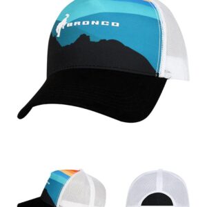 Ford Bronco Trucker Hat, Woven 6-Panel Baseball Cap, Black/White