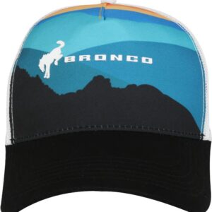 Ford Bronco Trucker Hat, Woven 6-Panel Baseball Cap, Black/White